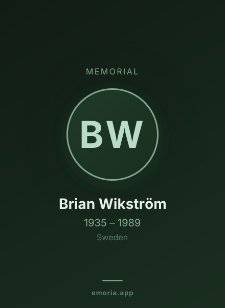 Memorial portrait of Brian Wikström