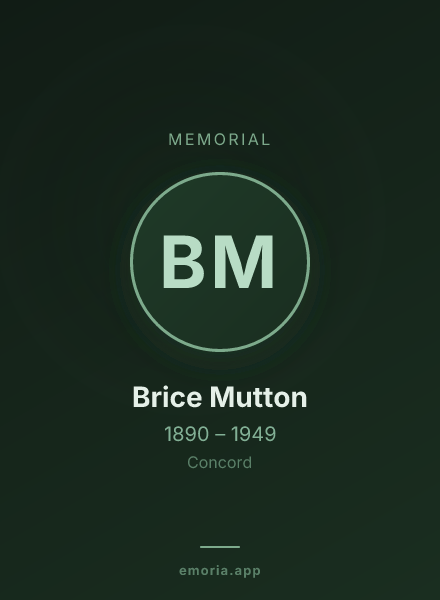 Memorial portrait of Brice Mutton