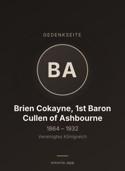 Gedenkportrait von Brien Cokayne, 1st Baron Cullen of Ashbourne