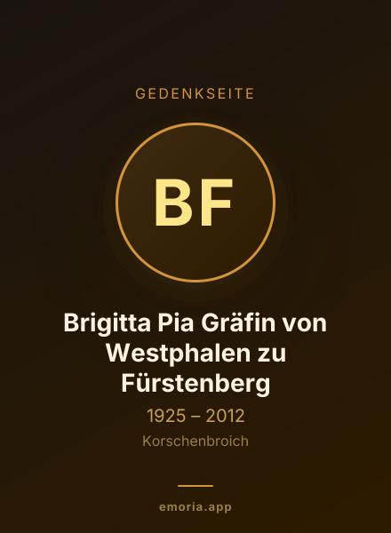 Gedenkportrait von Brigitta Pia Gräfin von Westphalen zu Fürstenberg