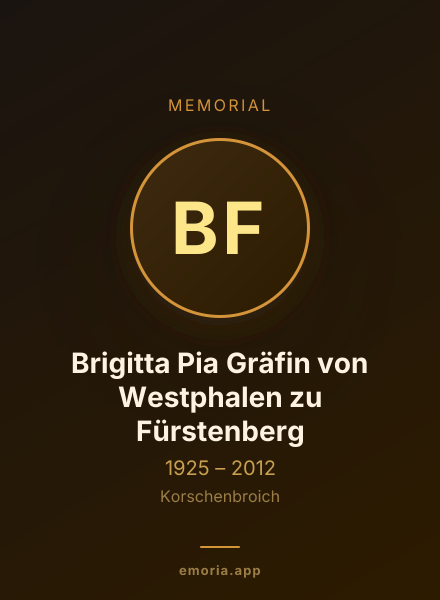 Memorial portrait of Brigitta Pia Gräfin von Westphalen zu Fürstenberg
