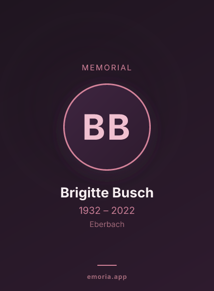 Memorial portrait of Brigitte Busch