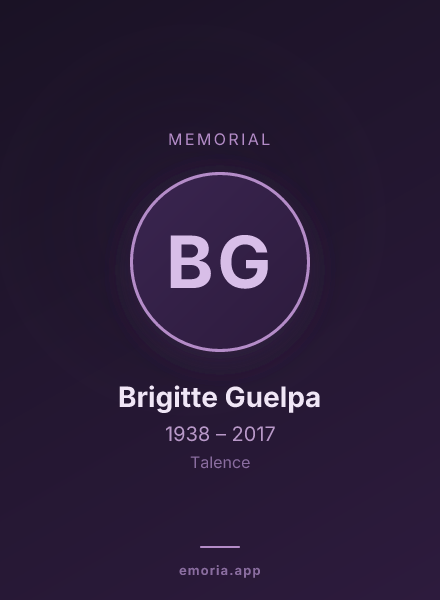 Memorial portrait of Brigitte Guelpa
