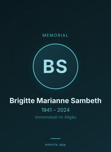 Memorial portrait of Brigitte Marianne Sambeth