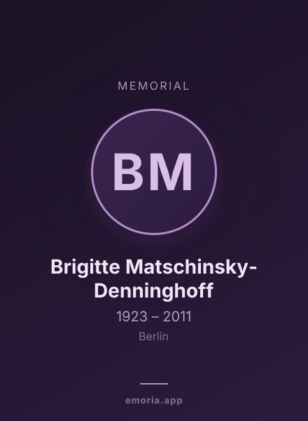 Memorial portrait of Brigitte Matschinsky-Denninghoff