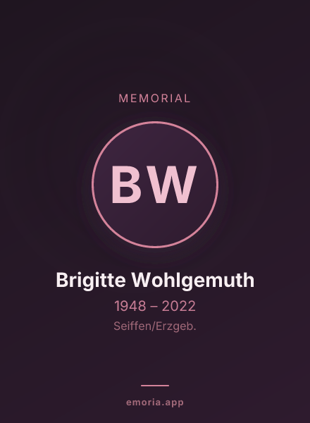 Memorial portrait of Brigitte Wohlgemuth
