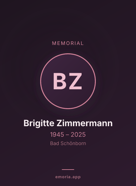 Memorial portrait of Brigitte Zimmermann