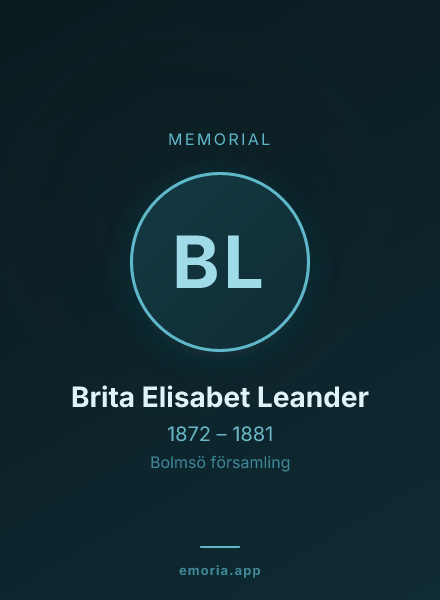 Memorial portrait of Brita Elisabet Leander