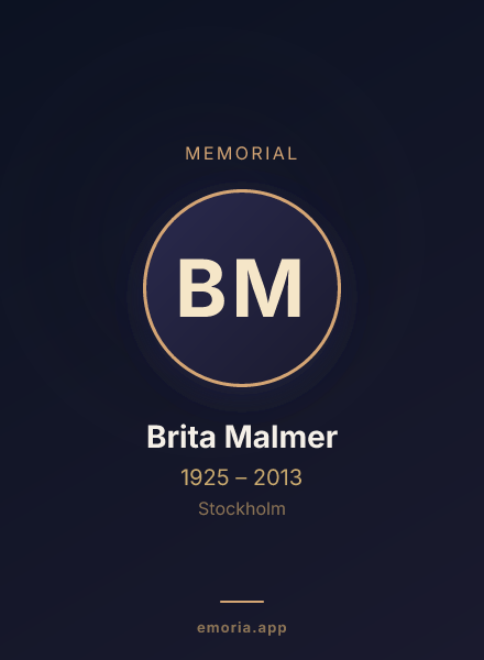 Memorial portrait of Brita Malmer