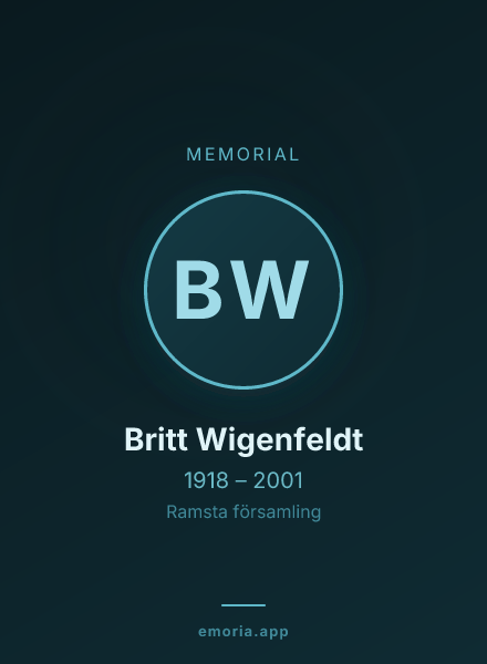Memorial portrait of Britt Wigenfeldt