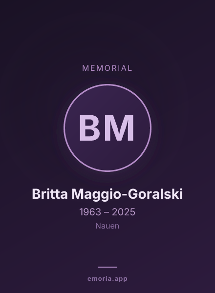 Memorial portrait of Britta Maggio-Goralski