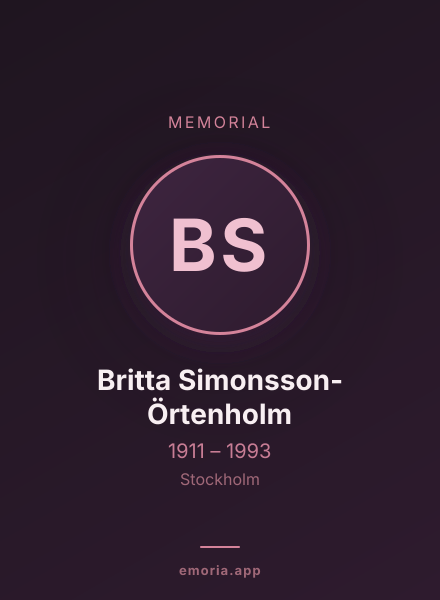 Memorial portrait of Britta Simonsson-Örtenholm