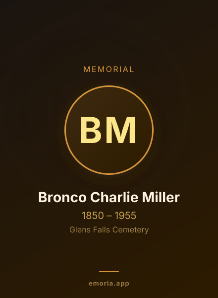 Memorial portrait of Bronco Charlie Miller