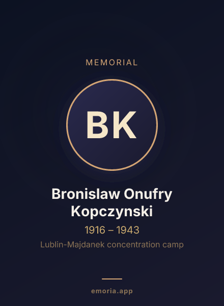 Memorial portrait of Bronislaw Onufry Kopczynski