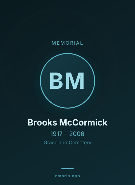 Memorial portrait of Brooks McCormick