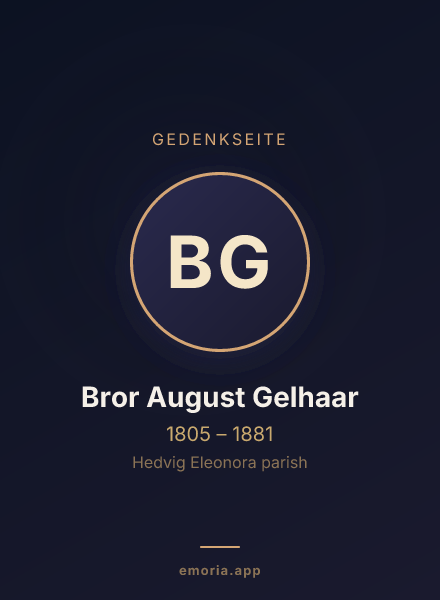 Gedenkportrait von Bror August Gelhaar