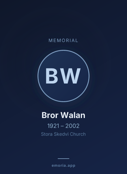 Memorial portrait of Bror Walan