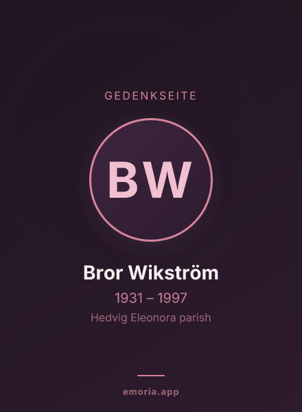 Gedenkportrait von Bror Wikström