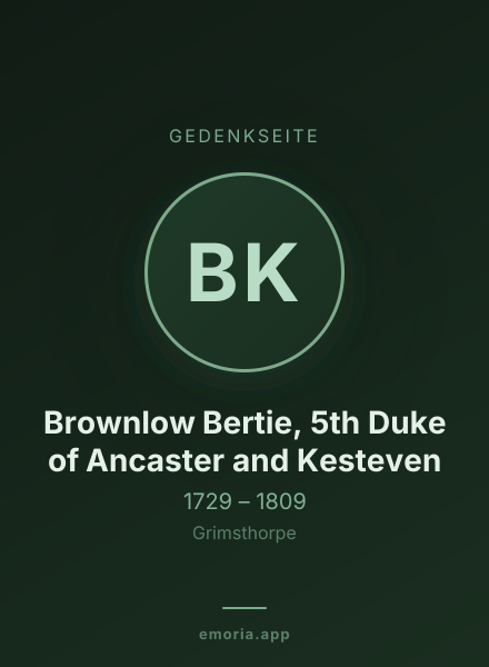 Gedenkportrait von Brownlow Bertie, 5th Duke of Ancaster and Kesteven