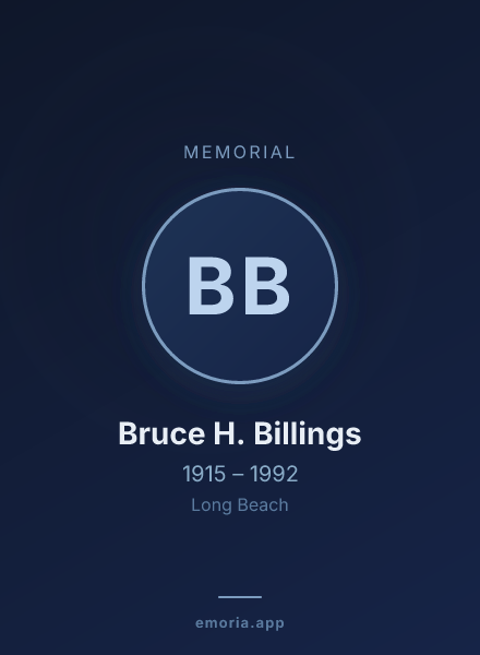 Memorial portrait of Bruce H. Billings