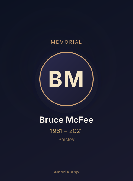 Memorial portrait of Bruce McFee