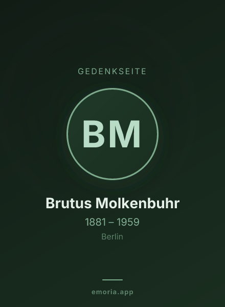 Gedenkportrait von Brutus Molkenbuhr