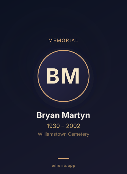 Memorial portrait of Bryan Martyn
