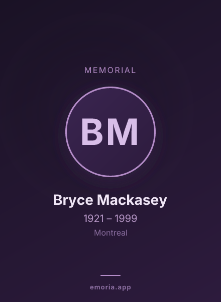 Memorial portrait of Bryce Mackasey