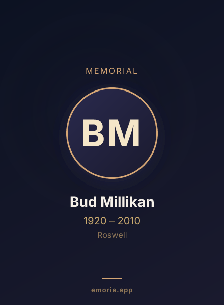 Memorial portrait of Bud Millikan