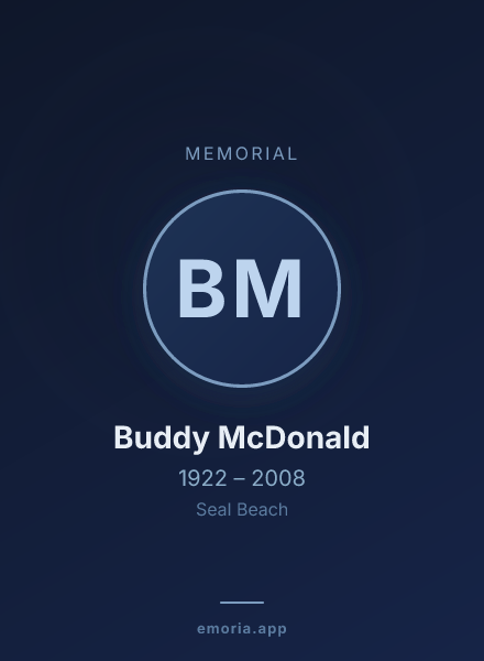Memorial portrait of Buddy McDonald