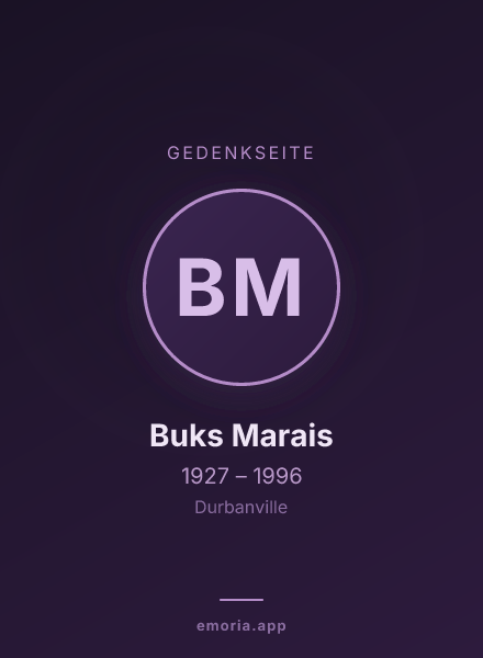 Gedenkportrait von Buks Marais