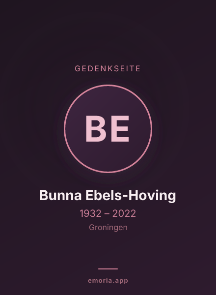 Gedenkportrait von Bunna Ebels-Hoving