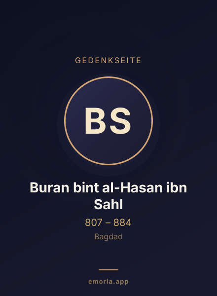 Gedenkportrait von Buran bint al-Hasan ibn Sahl