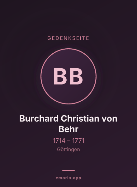 Gedenkportrait von Burchard Christian von Behr