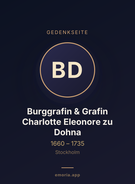 Gedenkportrait von Burggrafin & Grafin Charlotte Eleonore zu Dohna