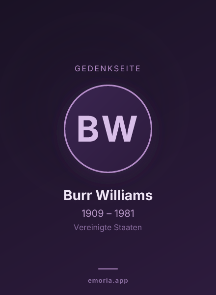 Gedenkportrait von Burr Williams