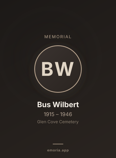Memorial portrait of Bus Wilbert