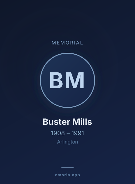 Memorial portrait of Buster Mills