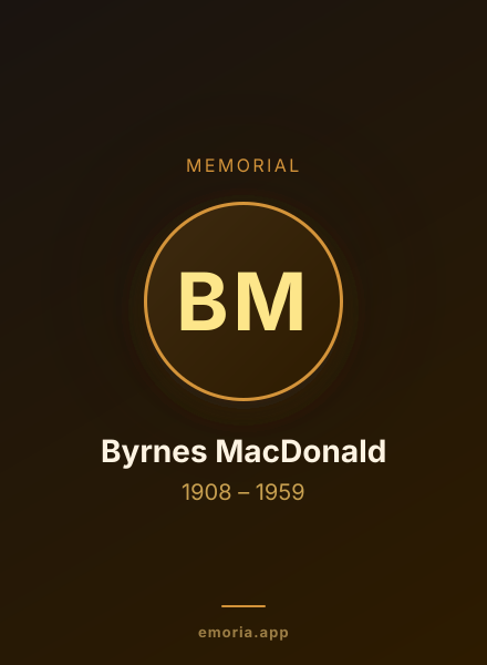 Memorial portrait of Byrnes MacDonald