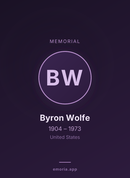 Memorial portrait of Byron Wolfe