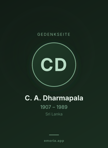 Gedenkportrait von C. A. Dharmapala