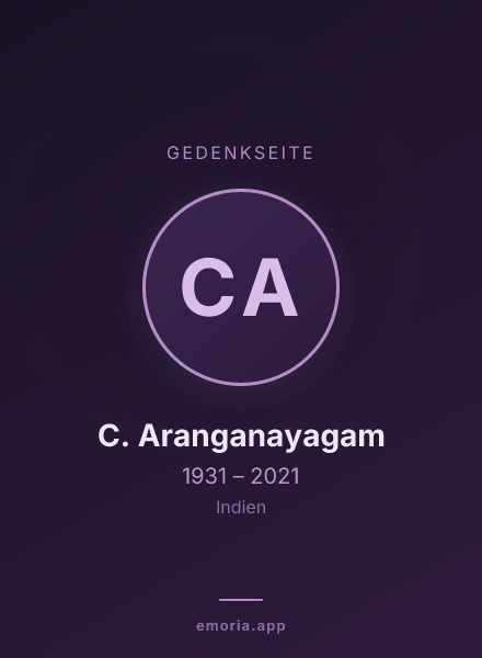 Gedenkportrait von C. Aranganayagam