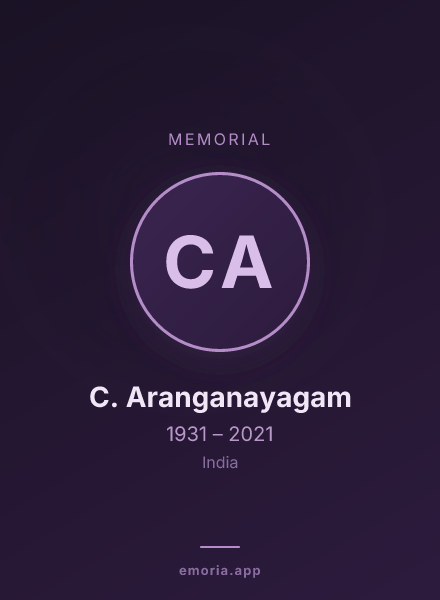 Memorial portrait of C. Aranganayagam