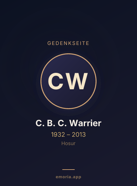 Gedenkportrait von C. B. C. Warrier