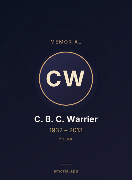 Memorial portrait of C. B. C. Warrier