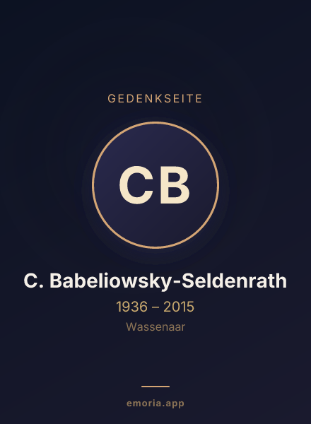 Gedenkportrait von C. Babeliowsky-Seldenrath