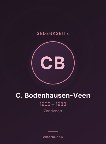 Gedenkportrait von C. Bodenhausen-Veen