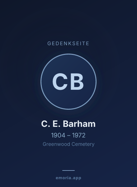 Gedenkportrait von C. E. Barham