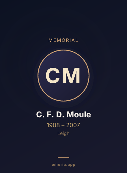 Memorial portrait of C. F. D. Moule