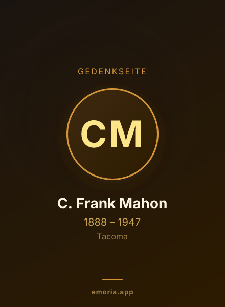 Gedenkportrait von C. Frank Mahon